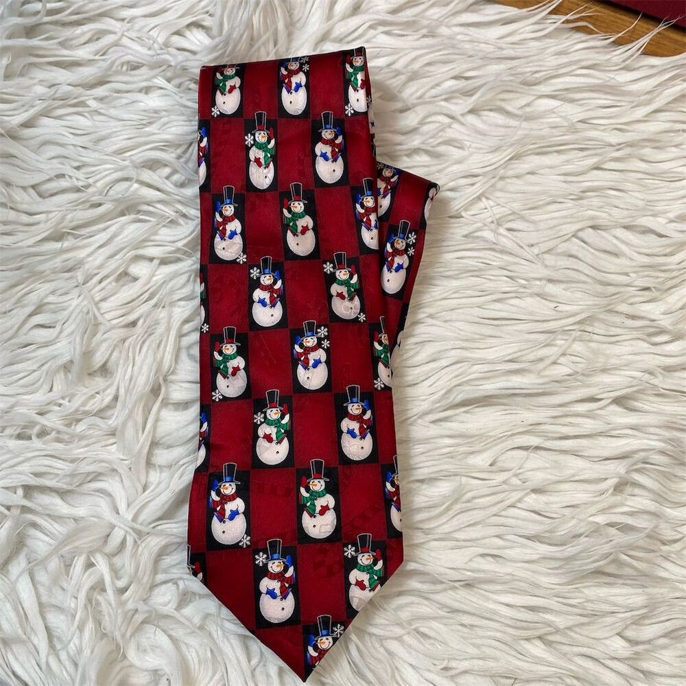 Vintage 90s Hallmark Christmas Yule Tie Red Animal Print Necktie